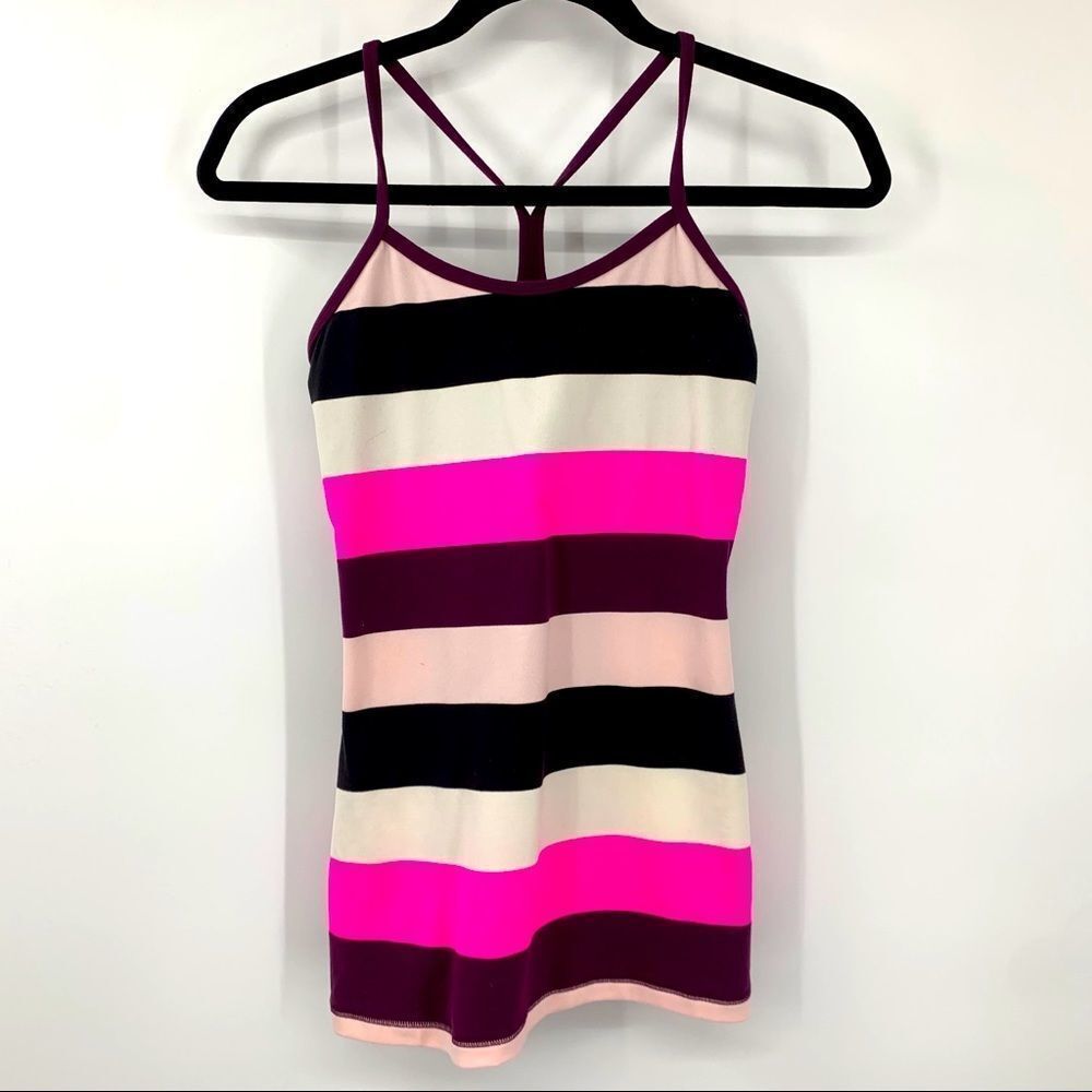 Lululemon Striped Racer Back Bra‎ Tank Women’s 4